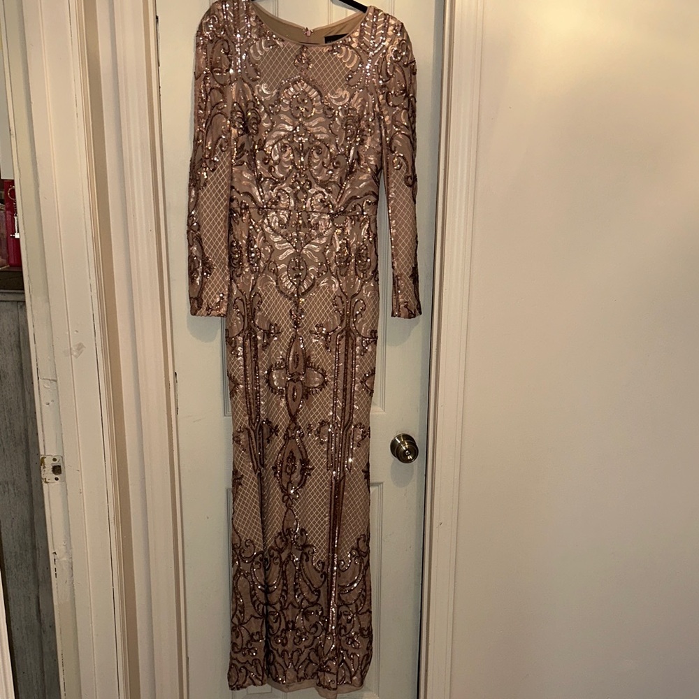 Long Sleeve Sequined Dress